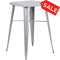 Flash Furniture CH-31330-SIL-GG Square Bar Height Table in Silver